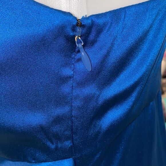 Susana Monaco Sleeveless Silk Blur Gathered Ruffle Cocktail Dress In Blue - Picture 9 of 16